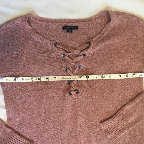 American Eagle Outfitters Long Sleeve Knit Pullover Lightweight Sweater Pink XS - Picture 12 of 14